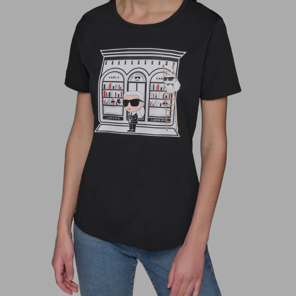 KARL LAGERFELD BLACK T-SHIRT LOGO SMALL NEW